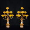 Đôi Đèn Ban Thờ Thần Tài "Bình Hoa Thủy Lưu Ly" 9 Bông, Cao 77cm