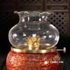 Đèn Dầu Đồng Vàng Vân Đá Nâu Đỏ Cao Cấp, Nhiều Kích Thước - Ảnh 2