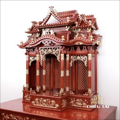 Alternative view of Ban Thờ Thần Tài Thổ Địa Ba Gian "Thái Hòa Hưng Vượng" Màu Cánh Gián, KT 127*58*134 cm