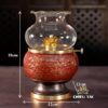 Đèn Dầu Đồng Vàng Vân Đá Nâu Đỏ Cao Cấp, Nhiều Kích Thước - Ảnh 8