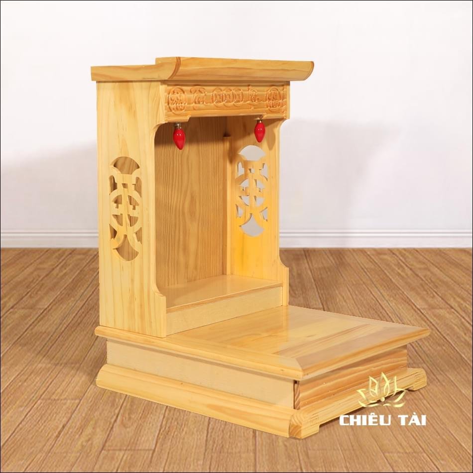 Ban Thờ Thần Tài Thổ Địa Mái Bằng Đương Đại Gỗ Thông, Nhiều Kích Thước - Ảnh 4