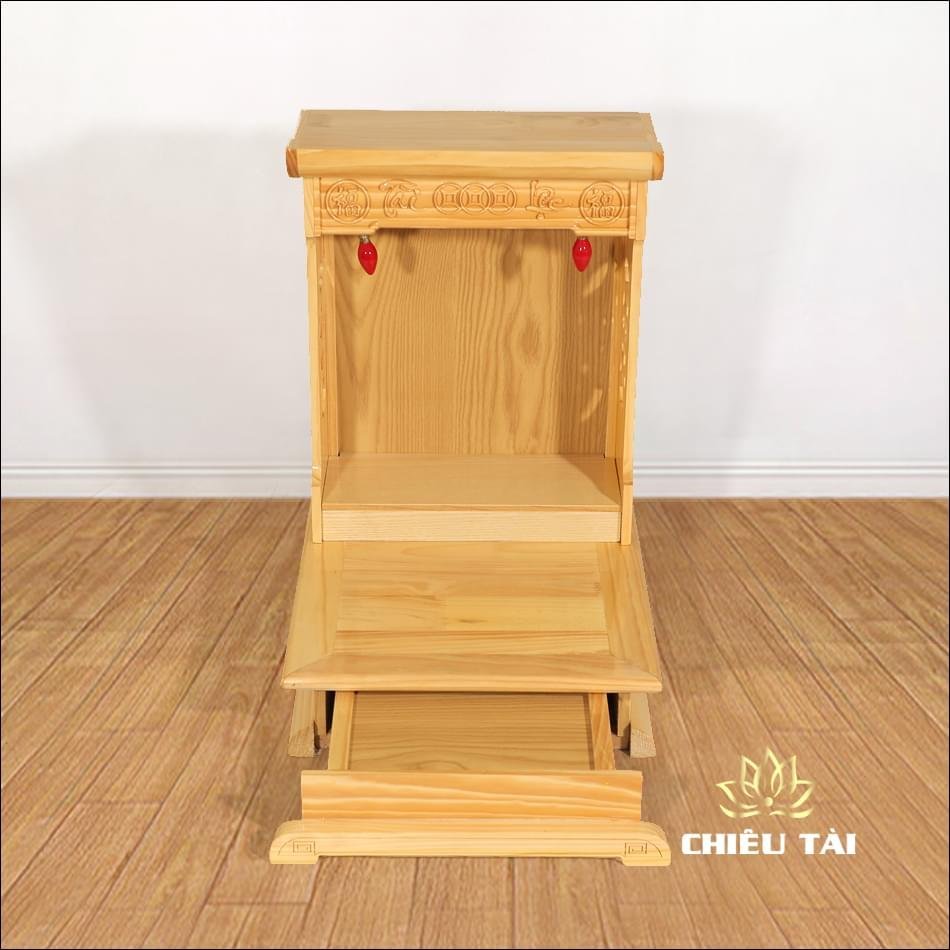 Ban Thờ Thần Tài Thổ Địa Mái Bằng Đương Đại Gỗ Thông, Nhiều Kích Thước - Ảnh 6