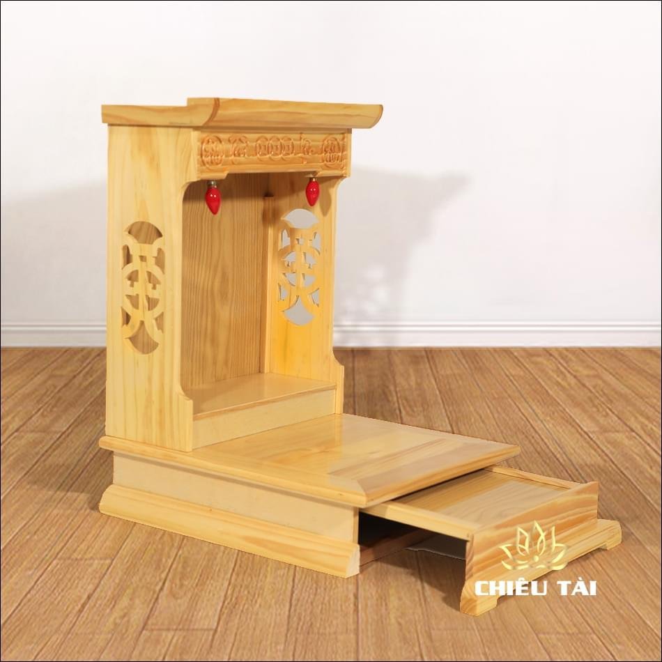 Ban Thờ Thần Tài Thổ Địa Mái Bằng Đương Đại Gỗ Thông, Nhiều Kích Thước - Ảnh 7