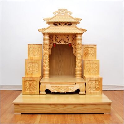 Combo Ban Thờ Thần Tài Thổ Địa Song Long Cổ Tự Gỗ Thông, KT 89*89*109cm