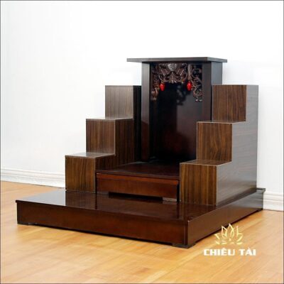 Alternative view of Combo Ban Thờ Thần Tài Thổ Địa Mái Bằng Chân Trơn Veneer, KT 81*81*71cm