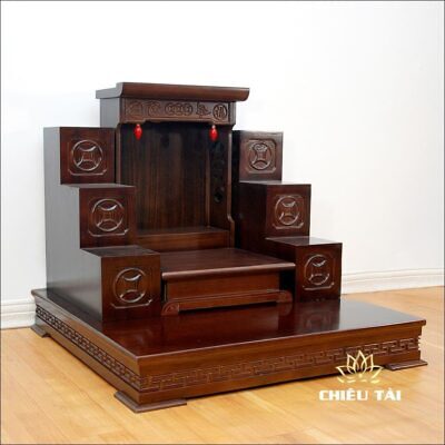 Alternative view of Combo Ban Thờ Thần Tài Thổ Địa Mái Bằng Đương Đại Gỗ Xoan, KT 81*81*74cm