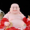 Tượng Ngài Di Lặc Ngồi Tự Tại Bột Đá Áo Đỏ, Nhiều Kích Thước - Ảnh 2