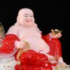 Tượng Ngài Di Lặc Ngồi Tự Tại Bột Đá Áo Đỏ, Nhiều Kích Thước - Ảnh 4