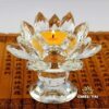 Đế Nến – Chân Đèn Cầy Hoa Sen Pha Lê Nhiều Màu, Cao 9cm - Ảnh 3