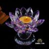 Đế Nến – Chân Đèn Cầy Hoa Sen Pha Lê Nhiều Màu, Cao 9cm - Ảnh 4