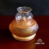 Đèn Dầu Lưu Ly Hoa Sen Nổi, Đế Đồng Vàng - Ảnh 2