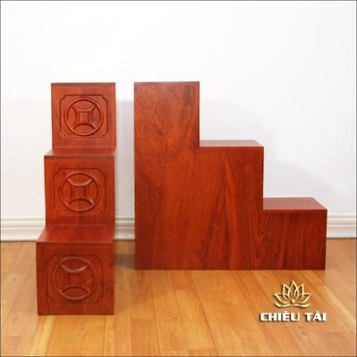 Alternative view of Tam Cấp Ban Thờ Thần Tài Thổ Địa Gỗ Hương Đồng Tiền, Nhiều Kích Thước