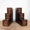Tam Cấp Ban Thờ Thần Tài Thổ Địa Gỗ Hương Đồng Tiền Dát Vàng, KT 20*20*60cm