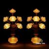 Đôi Đèn Ban Thờ Thần Tài “Thịnh Thế Hoa Khai”, 9 bông, Cao 50cm - Ảnh 3