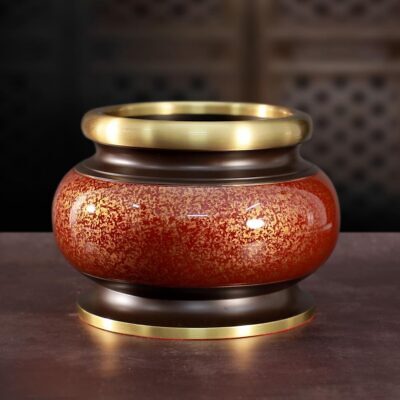 Bát Hương Thần Tài Bằng Đồng Vân Đá Màu Nâu Đỏ, Nhiều Kích Thước