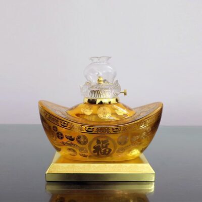 Đèn Dầu Đính Bảo, Bằng Thủy Tinh Vàng, Cao 20–24cm