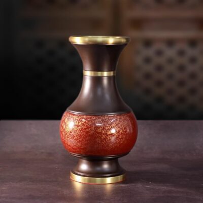 Lọ Hoa Đồng Vàng Vân Đá Nâu Đỏ Cao Cấp, Nhiều Kích Thước