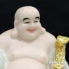 Tượng Di Lặc Bồ Tát Ngồi Đồng Tiền, Chất Liệu Bột Đá Trắng, Cao 40cm - Ảnh 3
