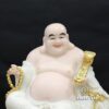 Tượng Di Lặc Bồ Tát Ngồi Đồng Tiền, Chất Liệu Bột Đá Trắng, Cao 40cm - Ảnh 4