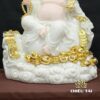 Tượng Di Lặc Bồ Tát Ngồi Đồng Tiền, Chất Liệu Bột Đá Trắng, Cao 40cm - Ảnh 5
