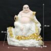 Tượng Di Lặc Bồ Tát Ngồi Đồng Tiền, Chất Liệu Bột Đá Trắng, Cao 40cm - Ảnh 6