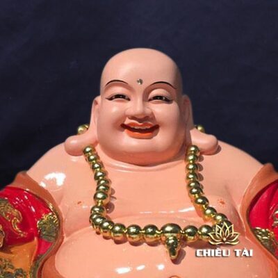 Alternative view of Tượng Di Lặc Ngồi Nằm Sơn Đỏ, Cao 24cm, Ngang 48cm