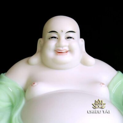 Alternative view of Tượng Ngài Di Lặc Ngồi Tự Tại Bột Đá Thanh Ngọc, Cao 34cm