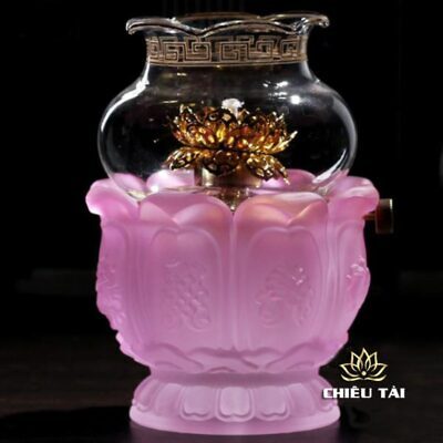 Alternative view of Đèn Dầu Thần Tài 8 Cát Tường Thủy Lưu Ly Nhiều Màu, Cao 14cm