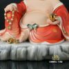 Tượng Ngài Di Lặc Ngồi Tự Tại Sứ Đỏ Viền Vàng, Nhiều Kích Thước - Ảnh 3