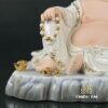 Tượng Ngài Di Lặc Ngồi Tự Tại Sứ Trắng Viền Vàng, Nhiều Kích Thước - Ảnh 3