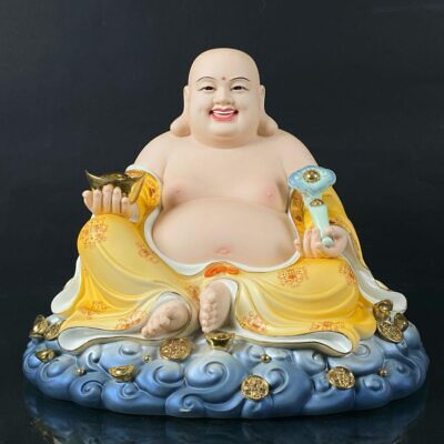 Tượng Ngài Di Lặc Ngồi Đằng Vân Sứ Vàng Viền Vàng, Nhiều Kích Thước