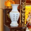 Bộ Ban Thờ Thần Tài Thổ Địa Sứ Trắng Sen Vàng, "Thiên Đức" Dát Vàng, KT 97*97*125cm - Ảnh 10