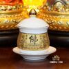 Bộ Bàn Thờ Thần Tài Thổ Địa Sứ Trắng Tâm Kinh "Thiên Đức" Dát Vàng, KT 97*97*125cm - Ảnh 7