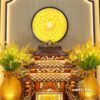 Bộ Bàn Thờ Thần Tài Thổ Địa Sứ Trắng Tâm Kinh "Thiên Đức" Dát Vàng, KT 97*97*125cm - Ảnh 3