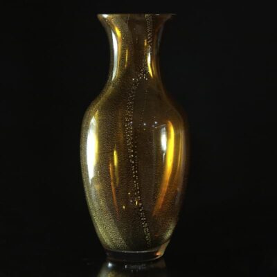 Lọ Hoa Thần Tài Lưu Ly Quan Âm Kim Ngọc Màu Hổ Phách, Cao 25.5cm