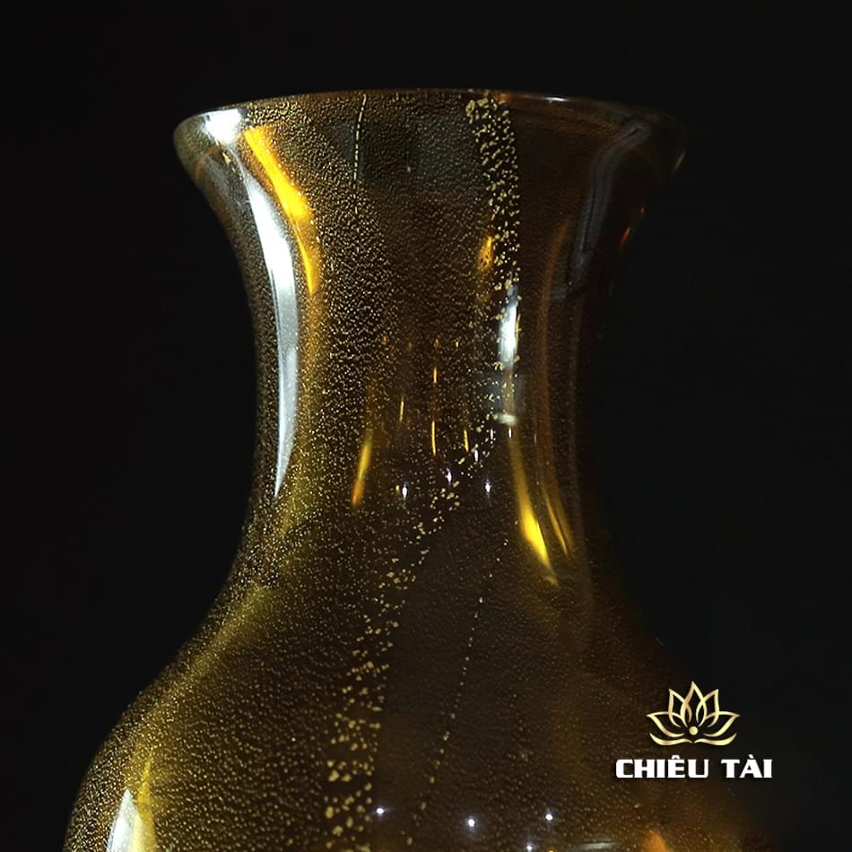 Lọ Hoa Thần Tài Lưu Ly Quan Âm Kim Ngọc Màu Hổ Phách, Cao 25.5cm - Ảnh 2