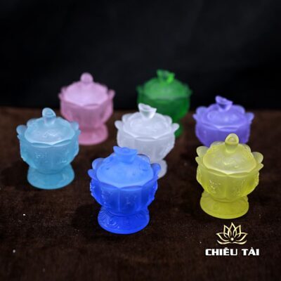 Alternative view of Bộ Chén Lưu Ly 7 Màu Cao Cấp, Trạm Nổi Hình Thất Bảo, Số Lượng 7 Cái