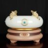 Bát Tụ Bảo Tì Hưu Bạch Ngọc, Có Đế Xoay, Đường Kính 29cm
