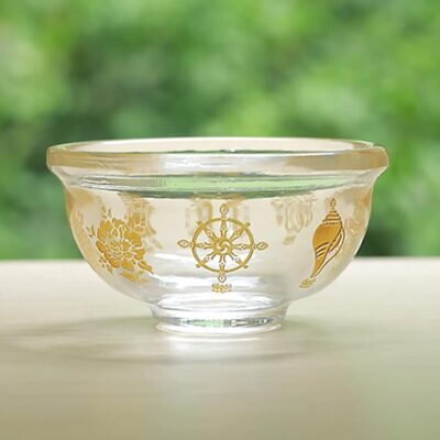 Cốc Nước Thờ Pha Lê 8 Cát Tường, Đường Kính 8cm, 9cm