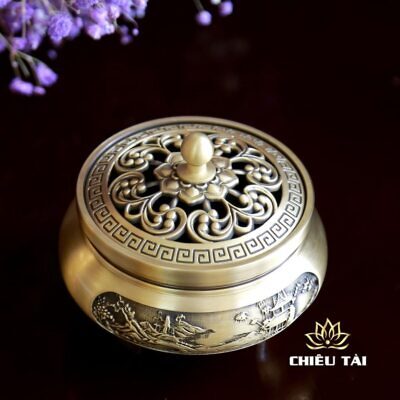 Alternative view of Lư Xông Trầm Thần Tài Bằng Đồng, Kích Thước 8x9.5cm