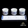Bộ 3 Chén Nước Bằng Sứ Trắng Hoa Sen Xanh - Ảnh 3