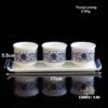 Bộ 3 Chén Nước Bằng Sứ Trắng Hoa Sen Xanh - Ảnh 7