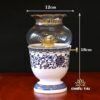 Đèn Dầu Thần Tài Sứ Trắng Hoa Sen Xanh, Cao 15-18cm - Ảnh 5