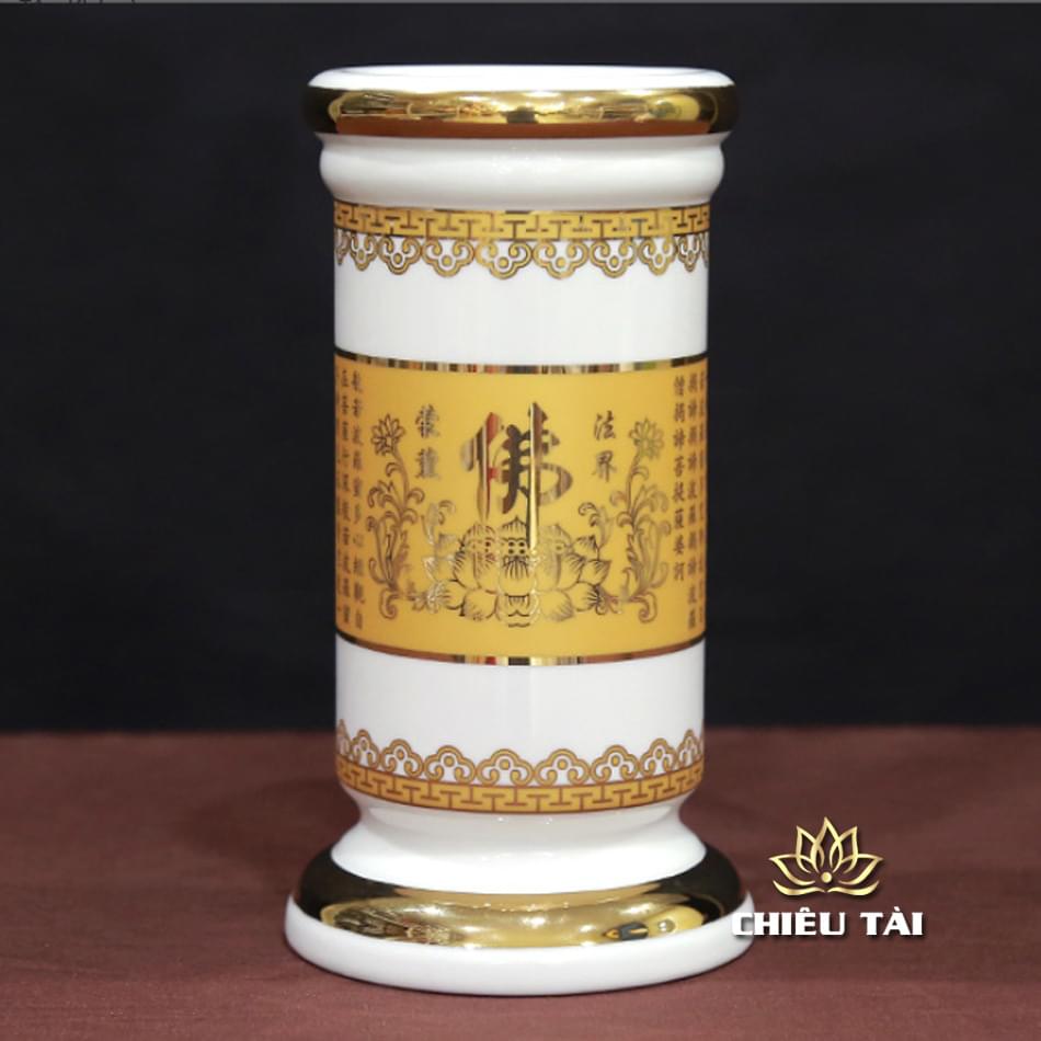 Bộ Đồ Thờ Thần Tài Thổ Địa Sứ Đức Hoá Trắng Tâm Kinh Vàng, Nhiều Kích Thước - Ảnh 6