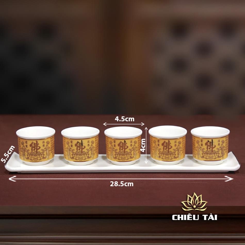 Bộ Đồ Thờ Thần Tài Thổ Địa Sứ Đức Hoá Trắng Tâm Kinh Vàng, Nhiều Kích Thước - Ảnh 4