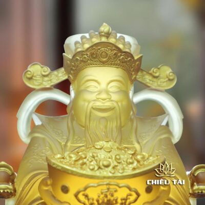 Alternative view of Tượng Thần Tiền Lưu Ly Hổ Phách Viền Vàng, Cao 30cm