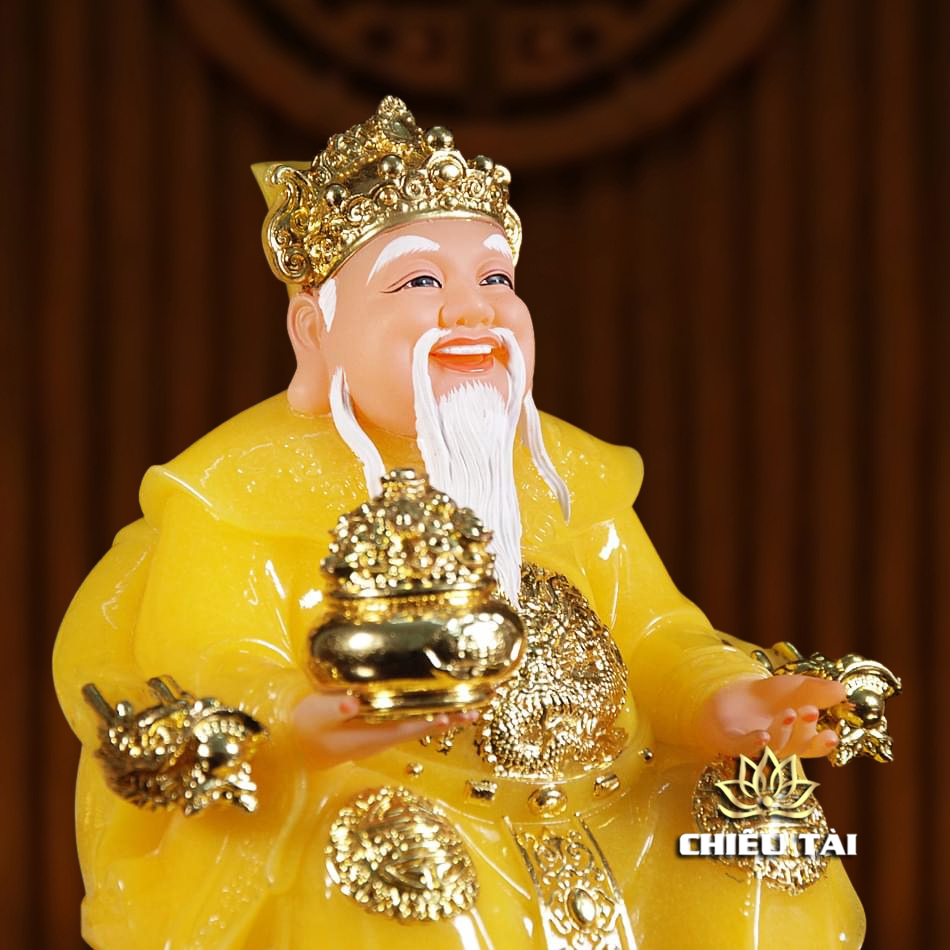 Bộ Tam Tượng Tài - Địa - Như Ý "Tài Nguyên Quảng Tiến" Ngồi Tự Tại Bột Đá Thạch Anh, Cỡ Nhỏ - Ảnh 9