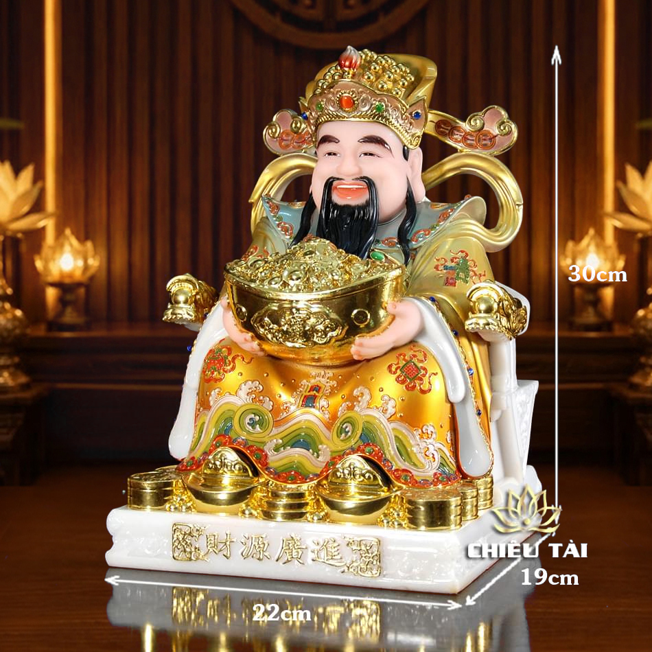 Bộ Tam Tượng Tài - Địa - Như Ý "Tài Nguyên Quảng Tiến" Ngồi Tự Tại Bột Đá Thạch Anh, Cỡ Nhỏ - Ảnh 14