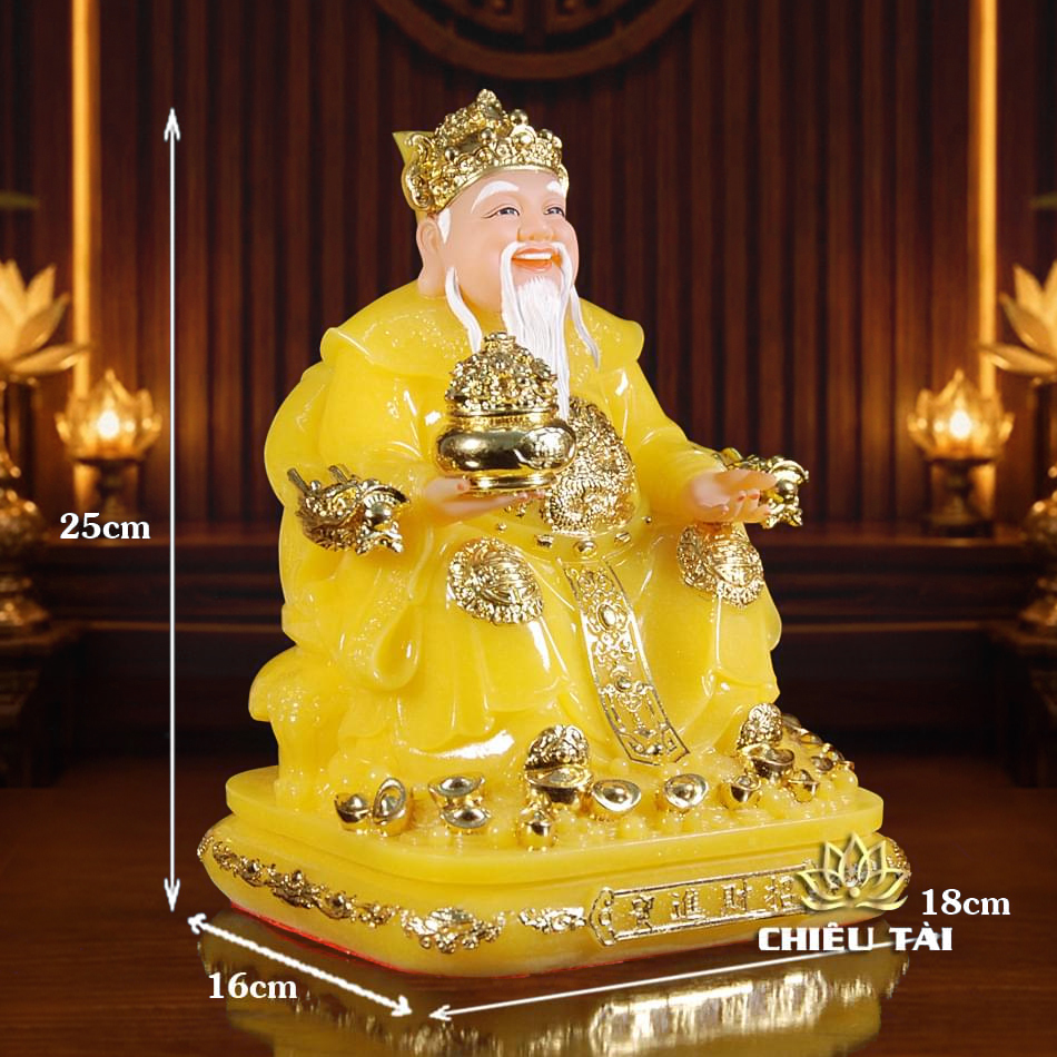 Bộ Tam Tượng Tài - Địa - Như Ý "Tài Nguyên Quảng Tiến" Ngồi Tự Tại Bột Đá Thạch Anh, Cỡ Nhỏ - Ảnh 15