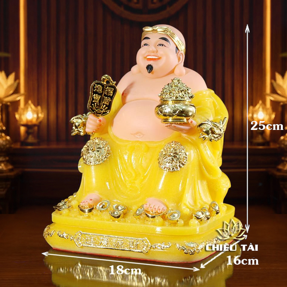 Bộ Tam Tượng Tài - Địa - Như Ý "Tài Nguyên Quảng Tiến" Ngồi Tự Tại Bột Đá Thạch Anh, Cỡ Nhỏ - Ảnh 16